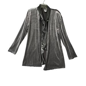 VINTAGE SUSAN CHRISTOPHER Womens Medium Gray Velvet Open Front Jacket USA Made